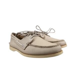 Norsport Shoes Men 8.5 Boat Moc 2 Eye Leather Vintage Nordstrom Beige USA Preppy